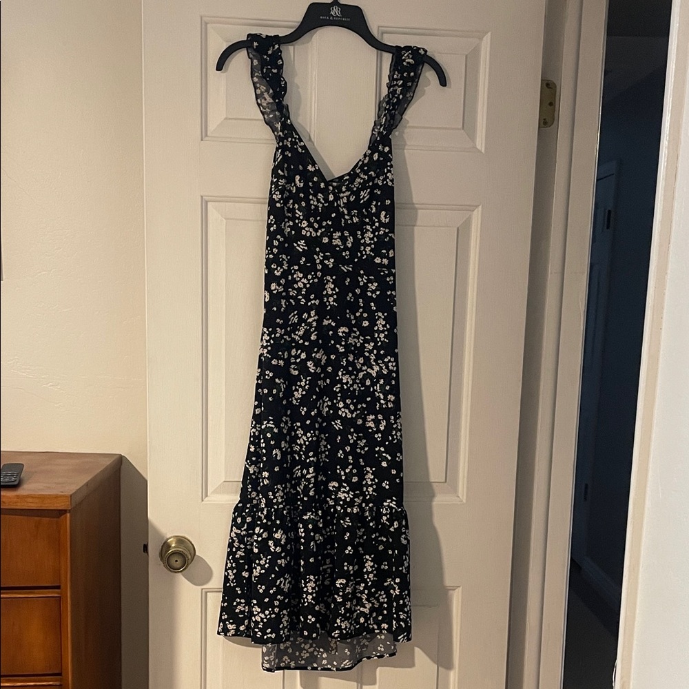 Floral Black and White Dress
